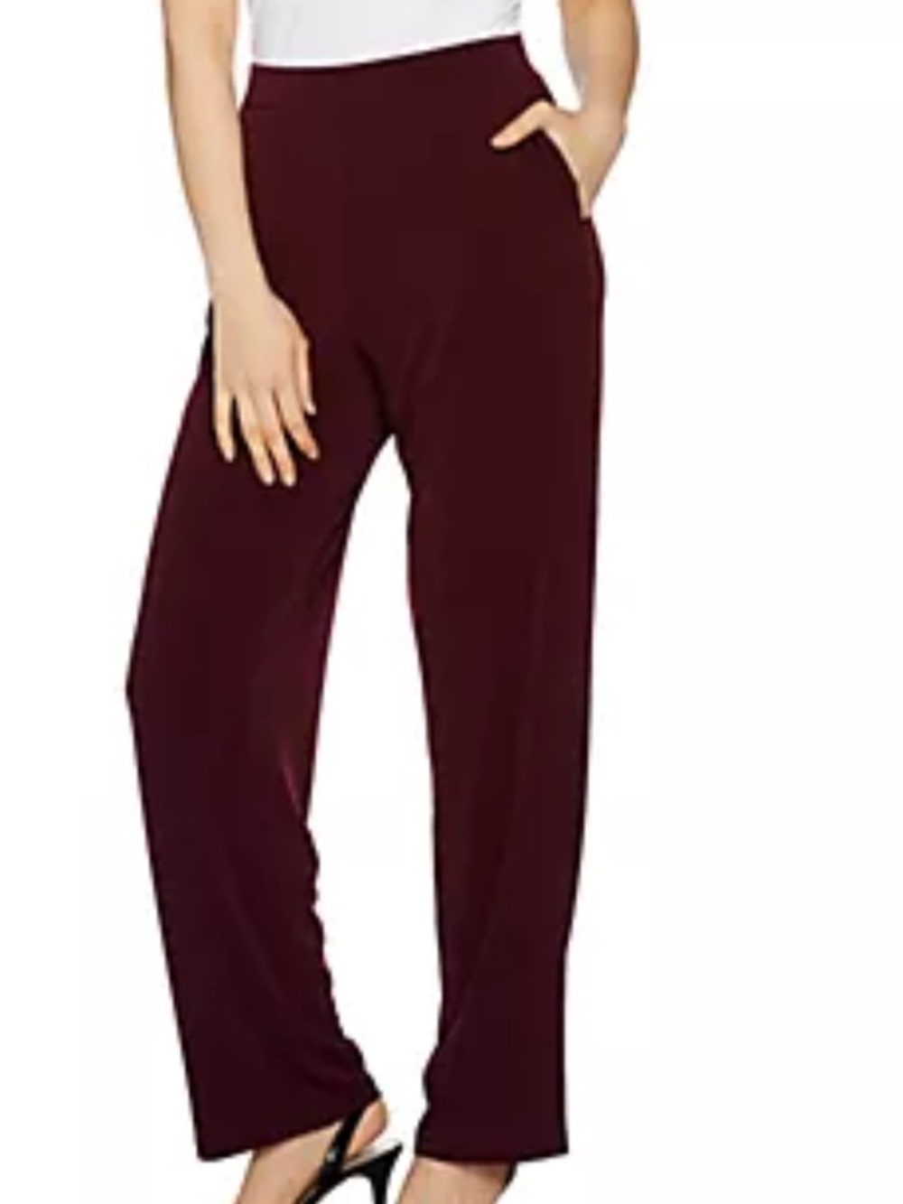 Susan Graver Burgundy Pull-on Liquid-Knit Pants Sz 1XP